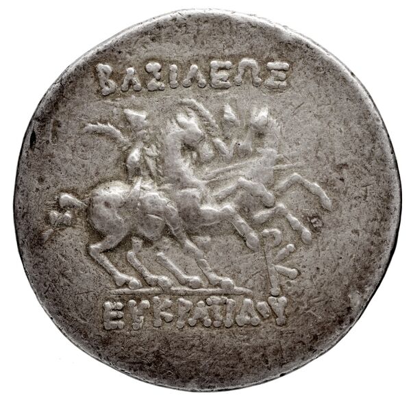 Bactrian and Indo-Greek Coinage Eucratides I 1.2, реверс, bnf-bigr
