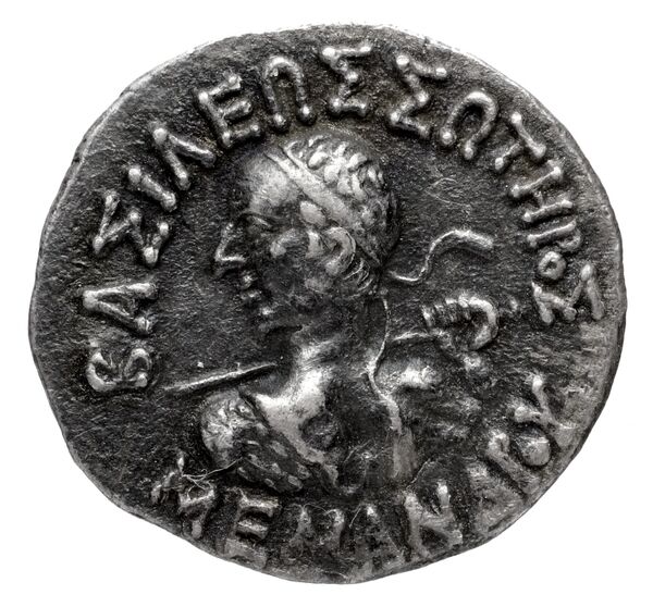 Bactrian and Indo-Greek Coinage Menander I 16.6, аверс, bnf-bigr