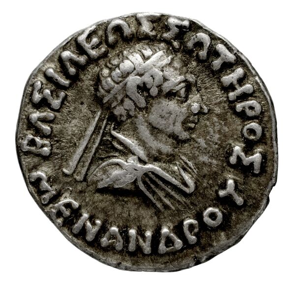Bactrian and Indo-Greek Coinage Menander I 13.19, аверс, bnf-bigr