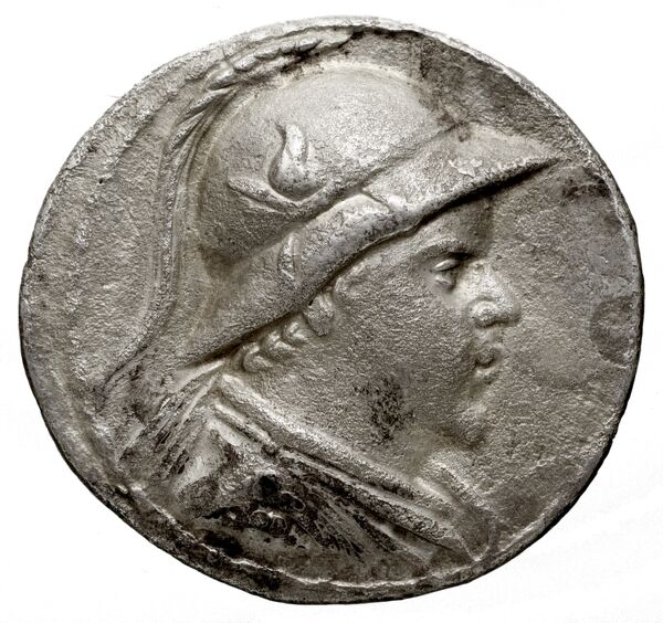 Bactrian and Indo-Greek Coinage Eucratides I 6.14, аверс, bnf-bigr