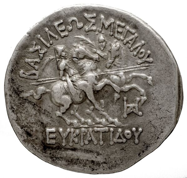 Bactrian and Indo-Greek Coinage Eucratides I 6.14, реверс, bnf-bigr