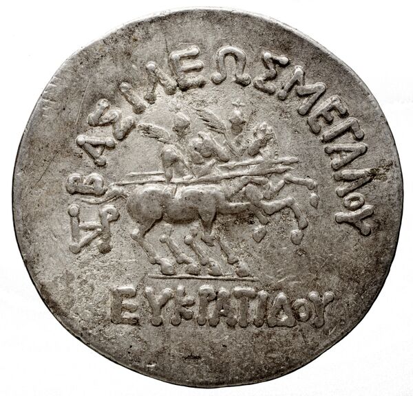 Bactrian and Indo-Greek Coinage Eucratides I 6.17, реверс, bnf-bigr