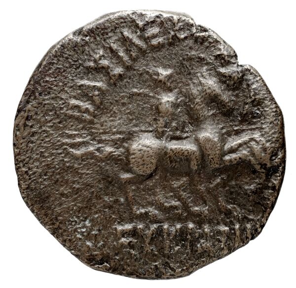 Bactrian and Indo-Greek Coinage Eucratides I 16, реверс, bnf-bigr