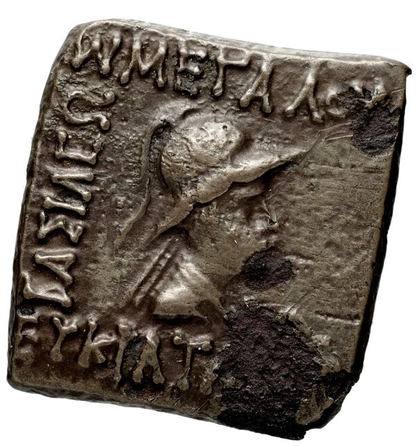 Bactrian and Indo-Greek Coinage Eucratides I 22.7, аверс, bnf-bigr
