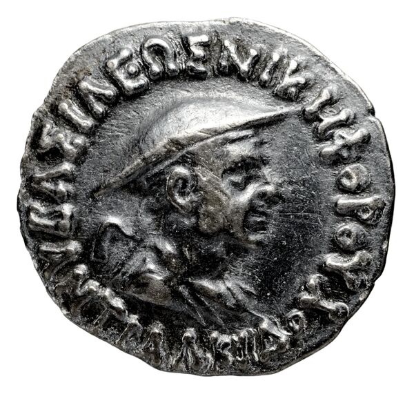 Bactrian and Indo-Greek Coinage Antialcidas 19.1, аверс, bnf-bigr