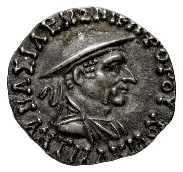 Bactrian and Indo-Greek Coinage Antialcidas 18.3, аверс, bnf-bigr