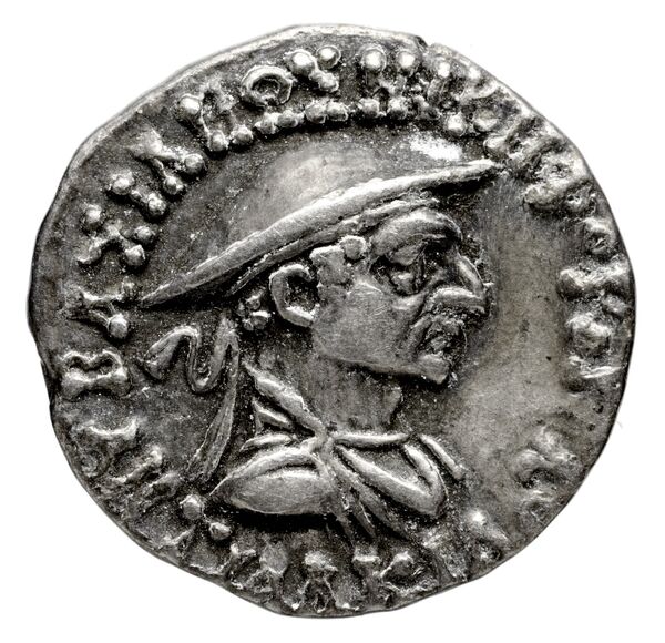 Bactrian and Indo-Greek Coinage Antialcidas 18.4, аверс, bnf-bigr