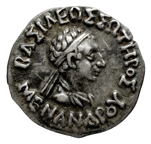 Bactrian and Indo-Greek Coinage Menander I 13.11, аверс, bnf-bigr
