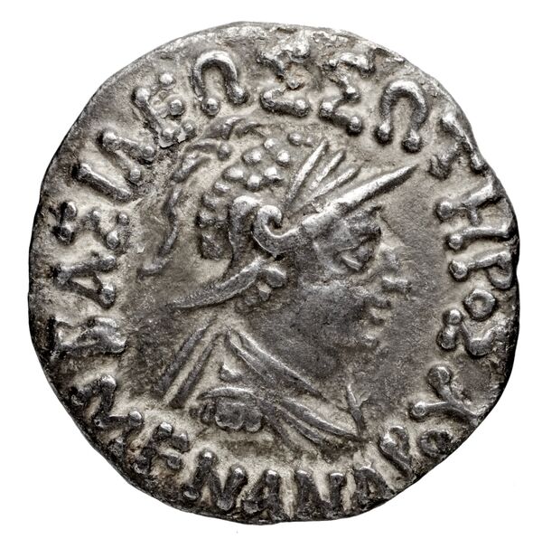 Bactrian and Indo-Greek Coinage Menander I 14.9, аверс, bnf-bigr