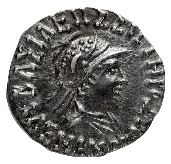Bactrian and Indo-Greek Coinage Menander I 14.4, аверс, bnf-bigr