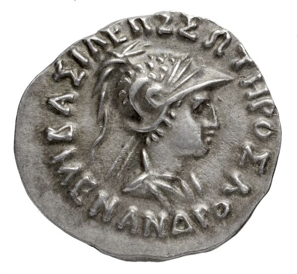 Bactrian and Indo-Greek Coinage Menander I 14.4, аверс, bnf-bigr