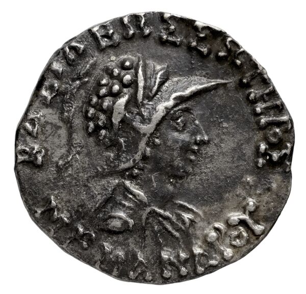Bactrian and Indo-Greek Coinage Menander I 14.7, аверс, bnf-bigr