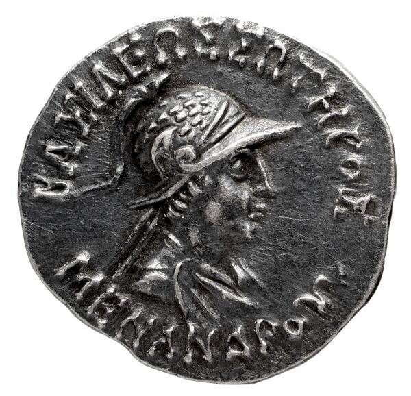Bactrian and Indo-Greek Coinage Menander I 14.6, аверс, bnf-bigr