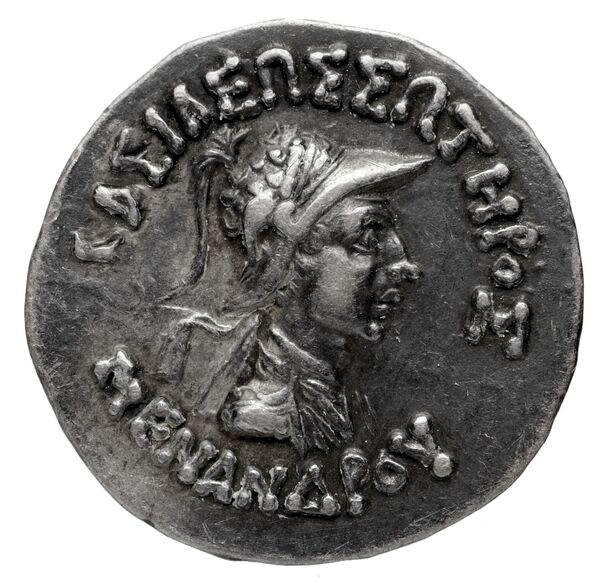 Bactrian and Indo-Greek Coinage Menander I 14.10, аверс, bnf-bigr