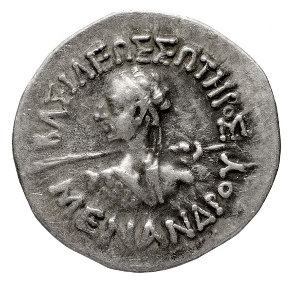 Bactrian and Indo-Greek Coinage Menander I 16.2, аверс, bnf-bigr