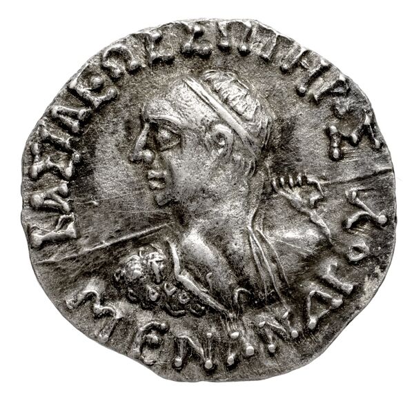 Bactrian and Indo-Greek Coinage Menander I 16.1, аверс, bnf-bigr