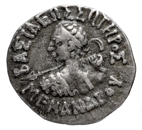 Bactrian and Indo-Greek Coinage Menander I 16.1, аверс, bnf-bigr
