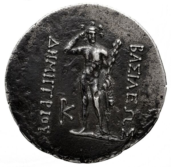 Bactrian and Indo-Greek Coinage Demetrius I 1.5, реверс, bnf-bigr