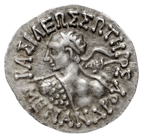 Bactrian and Indo-Greek Coinage Menander I 15.1, аверс, bnf-bigr