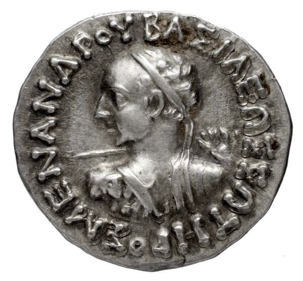 Bactrian and Indo-Greek Coinage Menander I 4.4, аверс, bnf-bigr