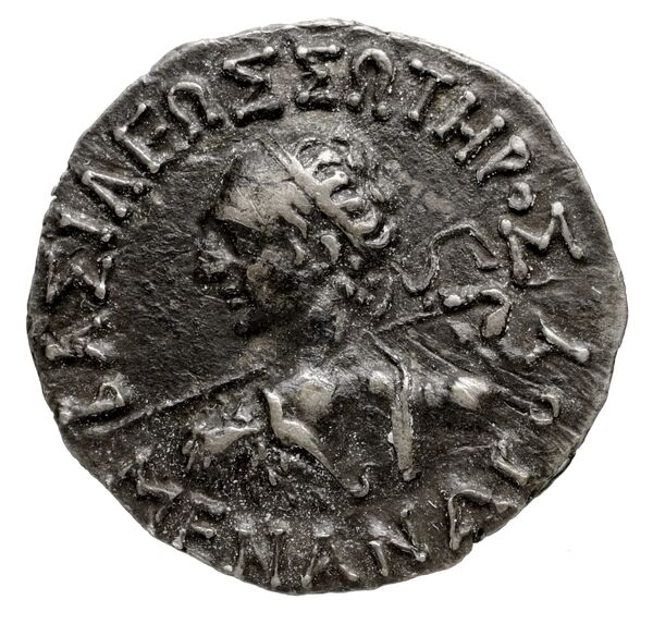 Bactrian and Indo-Greek Coinage Menander I 15.3, аверс, bnf-bigr