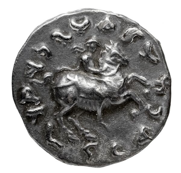 Bactrian and Indo-Greek Coinage Antimachus II 1.6, reverse, bnf-bigr