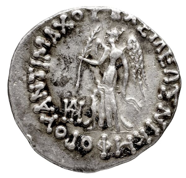 Bactrian and Indo-Greek Coinage Antimachus II 1.6, obverse, bnf-bigr