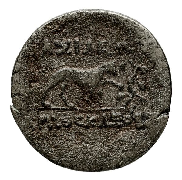 Bactrian and Indo-Greek Coinage Agathocles 15.1, реверс, bnf-bigr
