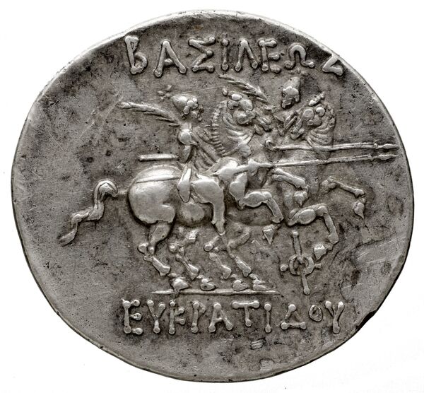 Bactrian and Indo-Greek Coinage Eucratides I 1.1, реверс, bnf-bigr