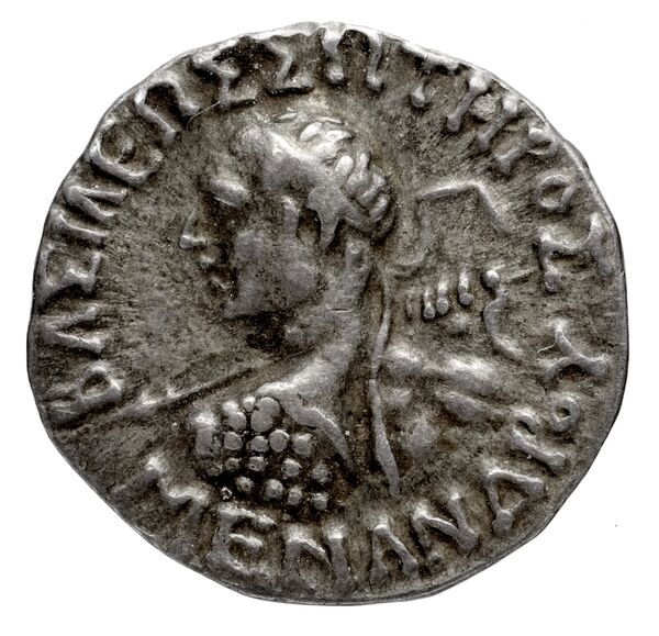 Bactrian and Indo-Greek Coinage Menander I 15.1, аверс, bnf-bigr