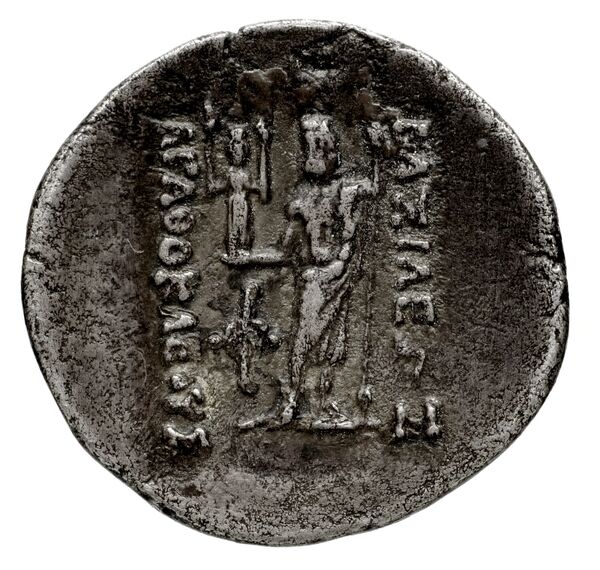 Bactrian and Indo-Greek Coinage Agathocles 2.1, реверс, bnf-bigr