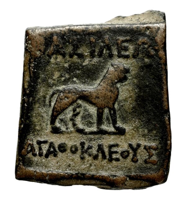Bactrian and Indo-Greek Coinage Agathocles 20, реверс, bnf-bigr
