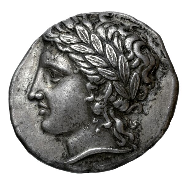 Chalcidian League Olynthus Robinson /Clement 1938 Group A-M, tetradrachms and tetrobols, аверс, bnf-iris