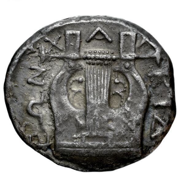 Chalcidian League Olynthus Robinson /Clement 1938 Group A-M, tetradrachms and tetrobols, реверс, bnf-iris