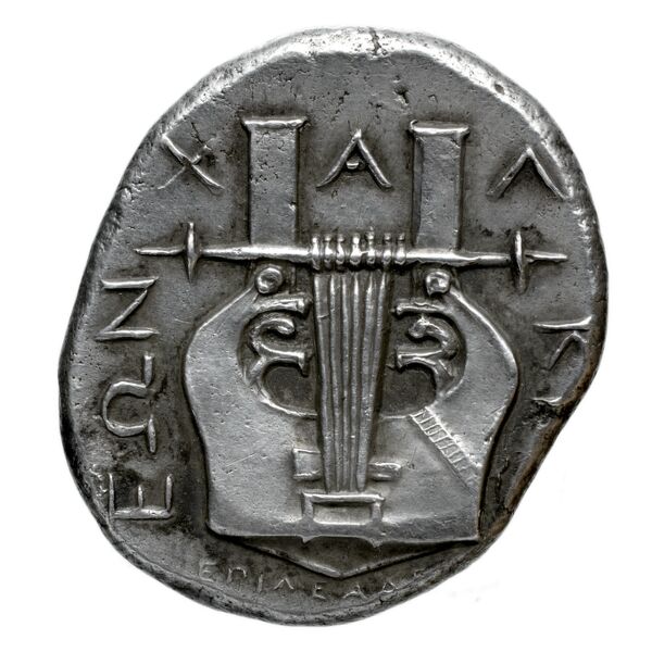 Chalcidian League Olynthus Robinson /Clement 1938 Group N-X, tetradrachms and tetrobols, реверс, bnf-iris