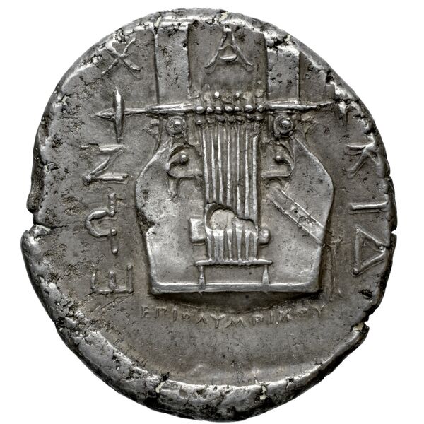 Chalcidian League Olynthus Robinson /Clement 1938 Group N-X, tetradrachms and tetrobols, реверс, bnf-iris