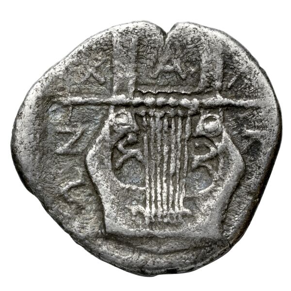 Chalcidian League Olynthus Robinson /Clement 1938 Group A-M, tetradrachms and tetrobols, реверс, bnf-iris