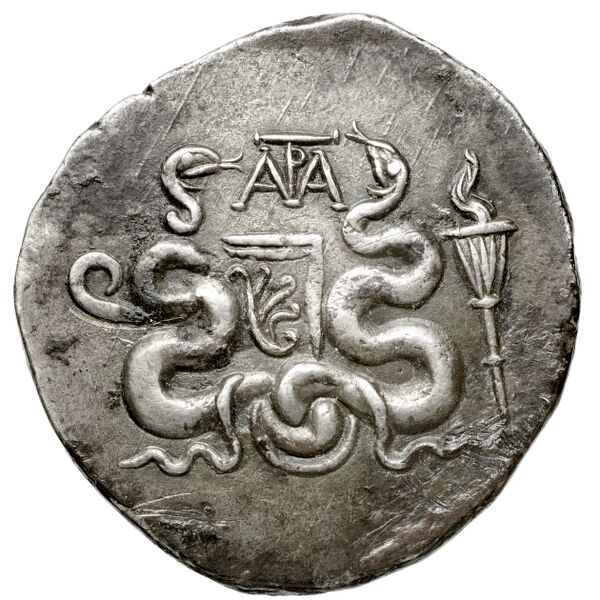 ATRA, issuer of cistophori Ephesus Metcalf 2017  p. 57, 4.6 A, reverse, bnf-iris