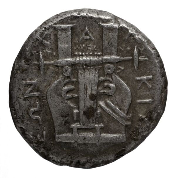 Chalcidian League Olynthus Robinson /Clement 1938 Group N-X, tetradrachms and tetrobols, реверс, bnf-iris