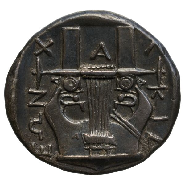 реверс Chalcidian League Olynthus Robinson /Clement 1938 Group A-M, tetradrachms and tetrobols
