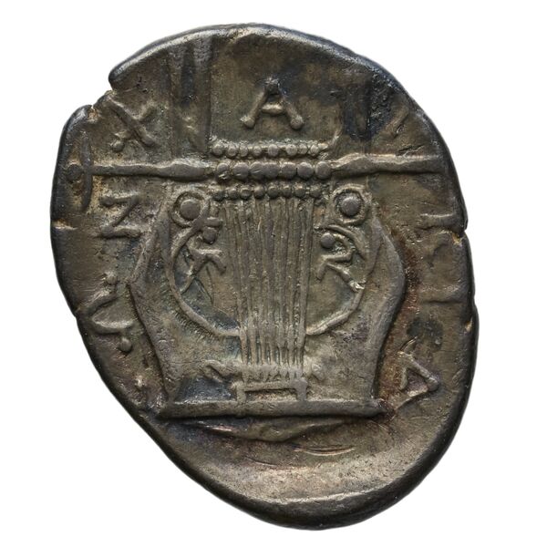 Chalcidian League Olynthus Robinson /Clement 1938 Group A-M, tetradrachms and tetrobols, реверс, bnf-iris