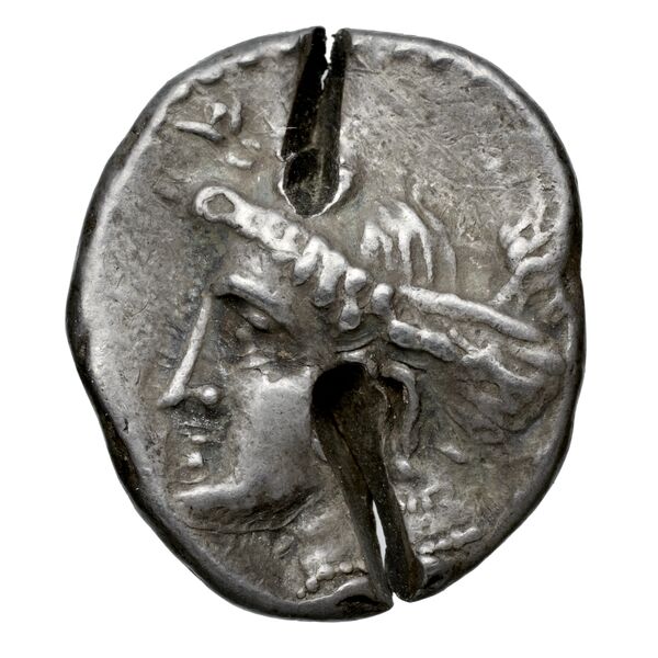 Ariarathes I of Cappadocia Sinope Waddington 1925 35, obverse, bnf-iris