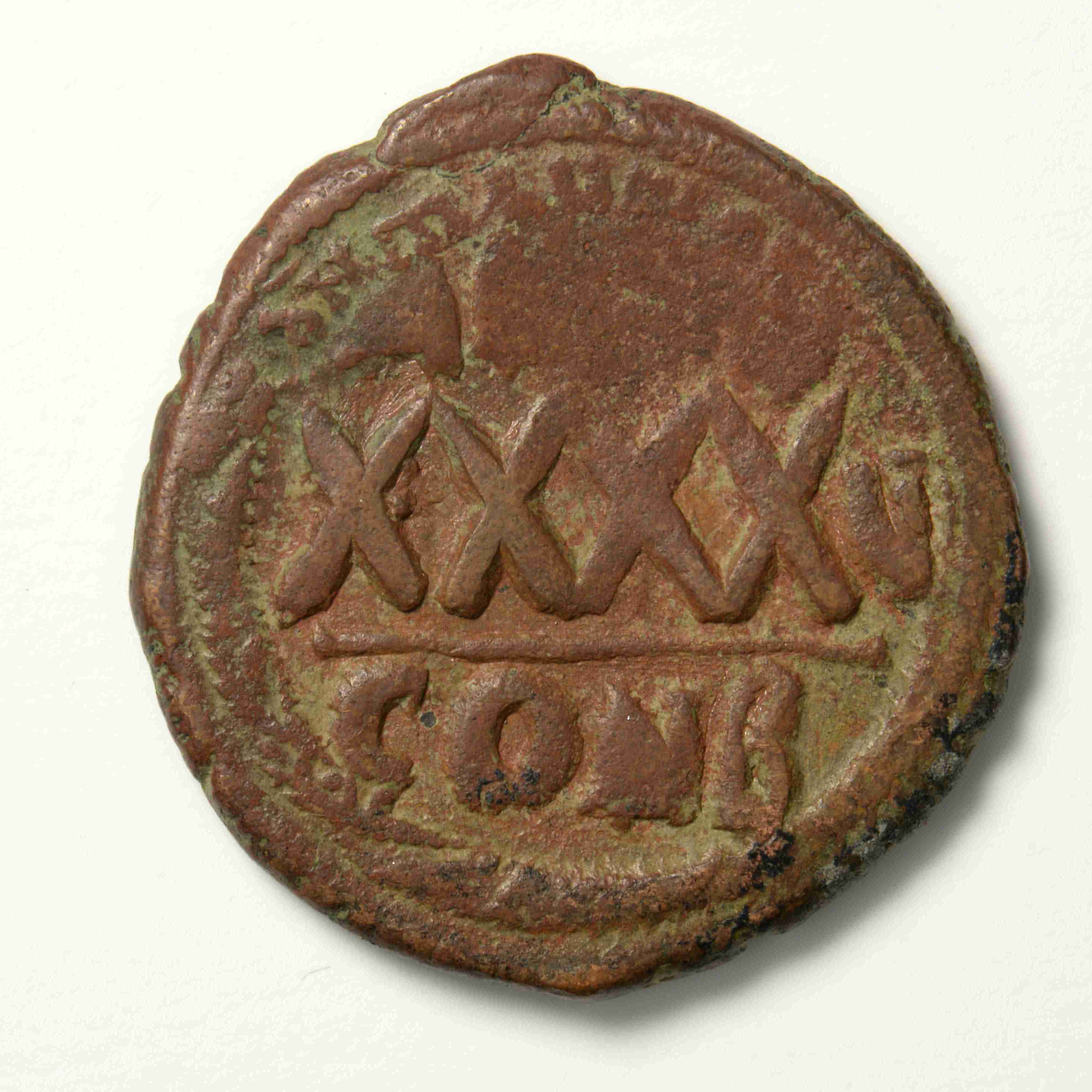 реверс Phocas — Follis (Constantinople, 606–607)