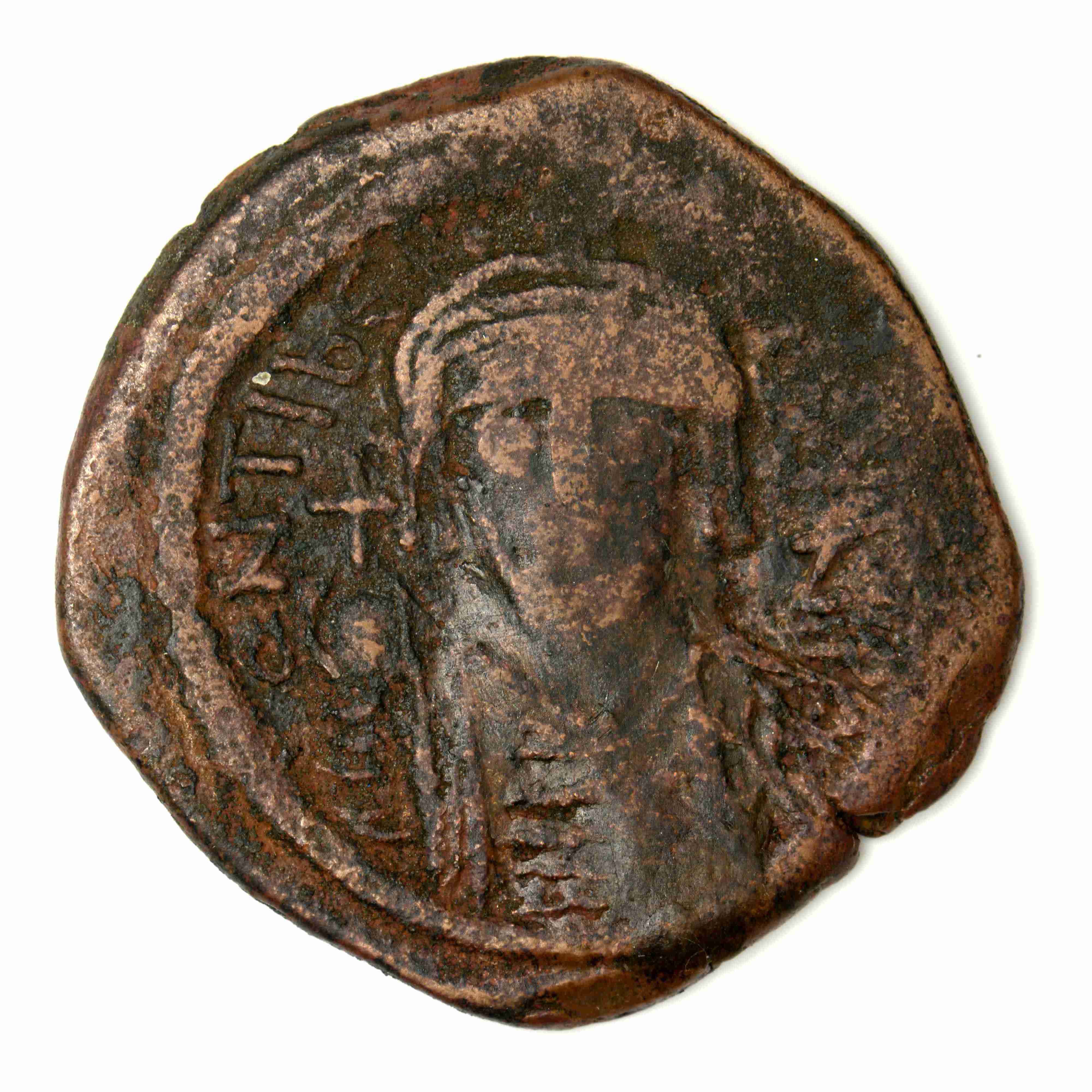 Maurice Tiberius — Follis (Constantinople, 586–587), аверс, do_byzant