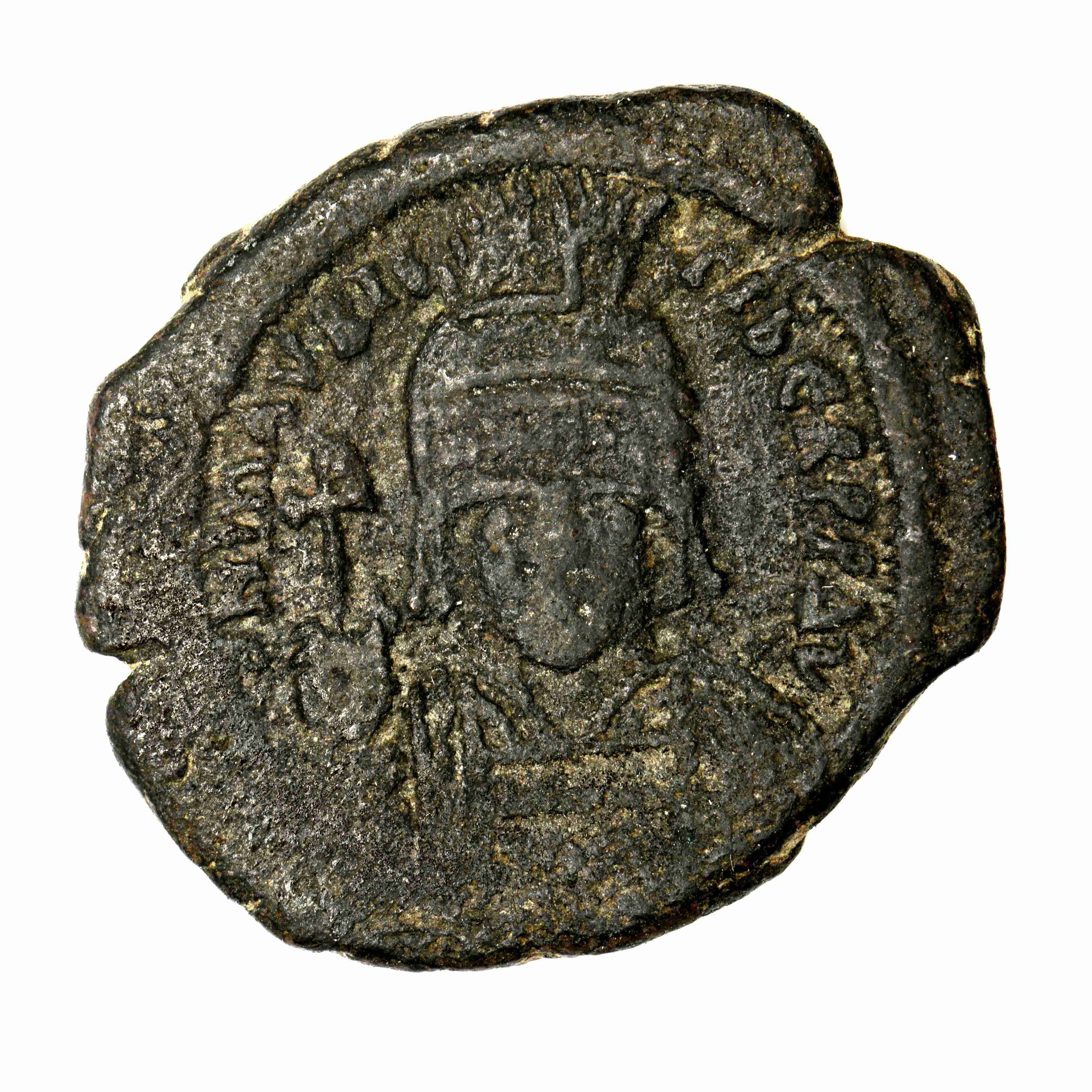 Maurice Tiberius — Follis (Constantinople, 586–587), аверс, do_byzant
