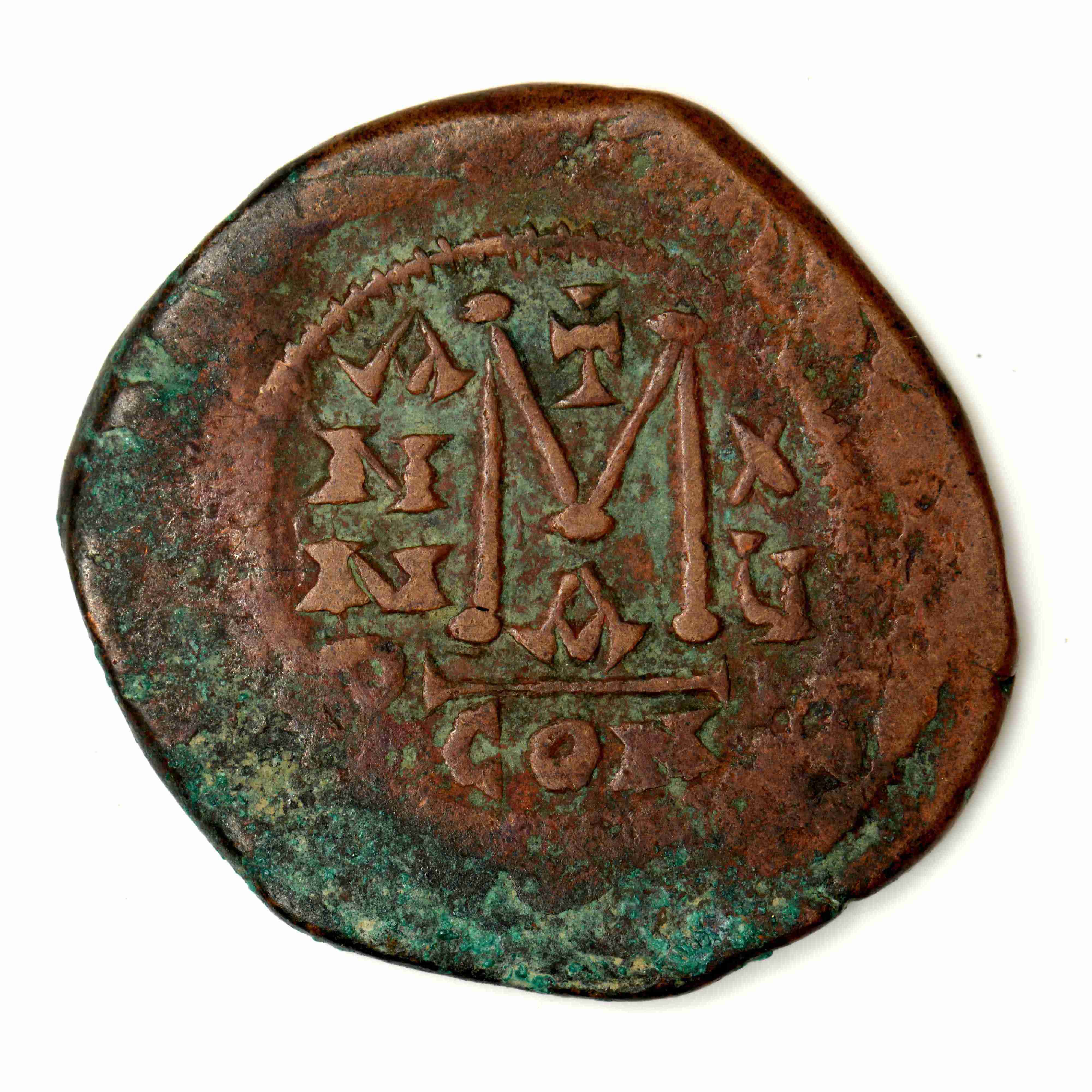 Maurice Tiberius — Follis (Constantinople, 586–587), реверс, do_byzant