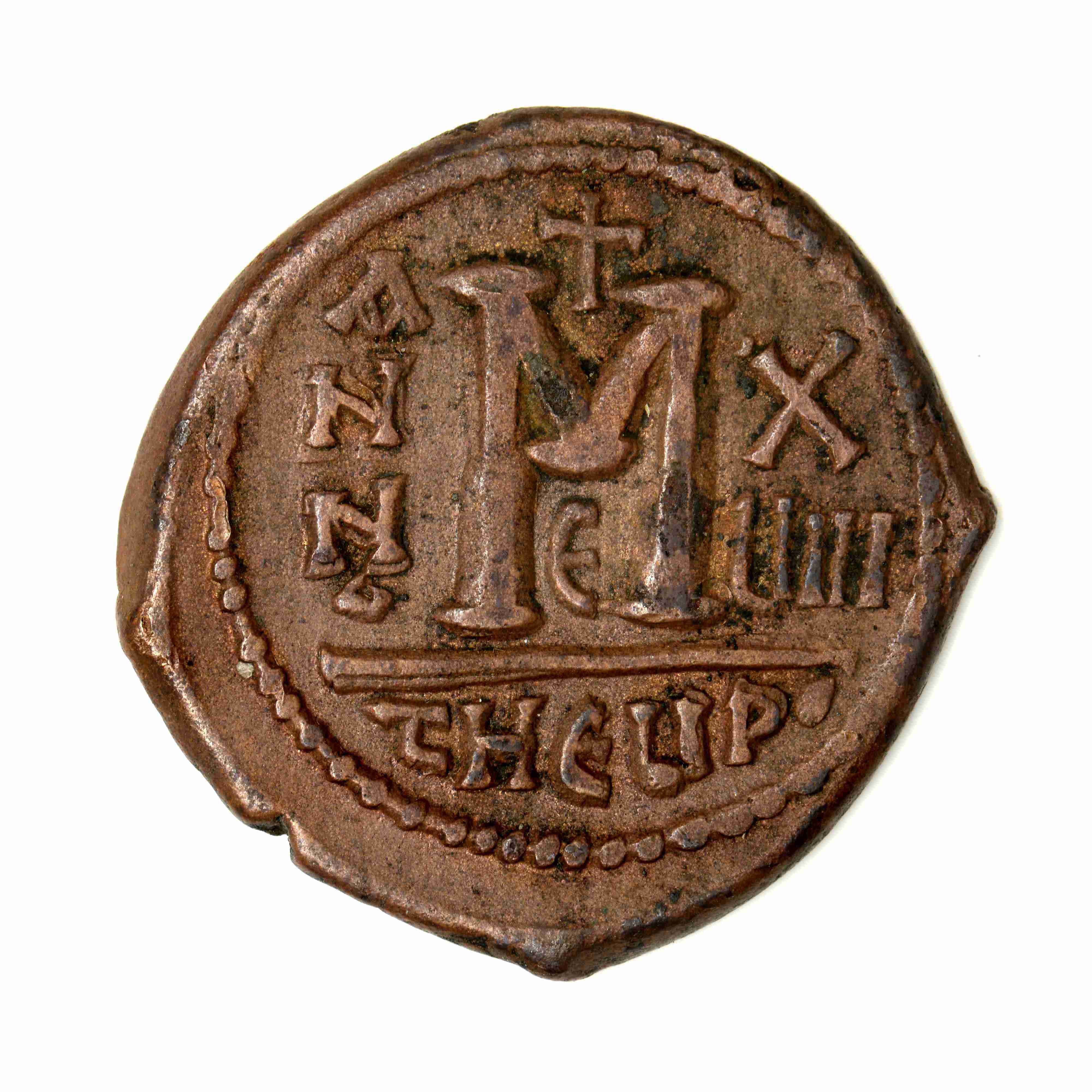 Maurice Tiberius — Follis (Antioch, 585–586), реверс, do_byzant