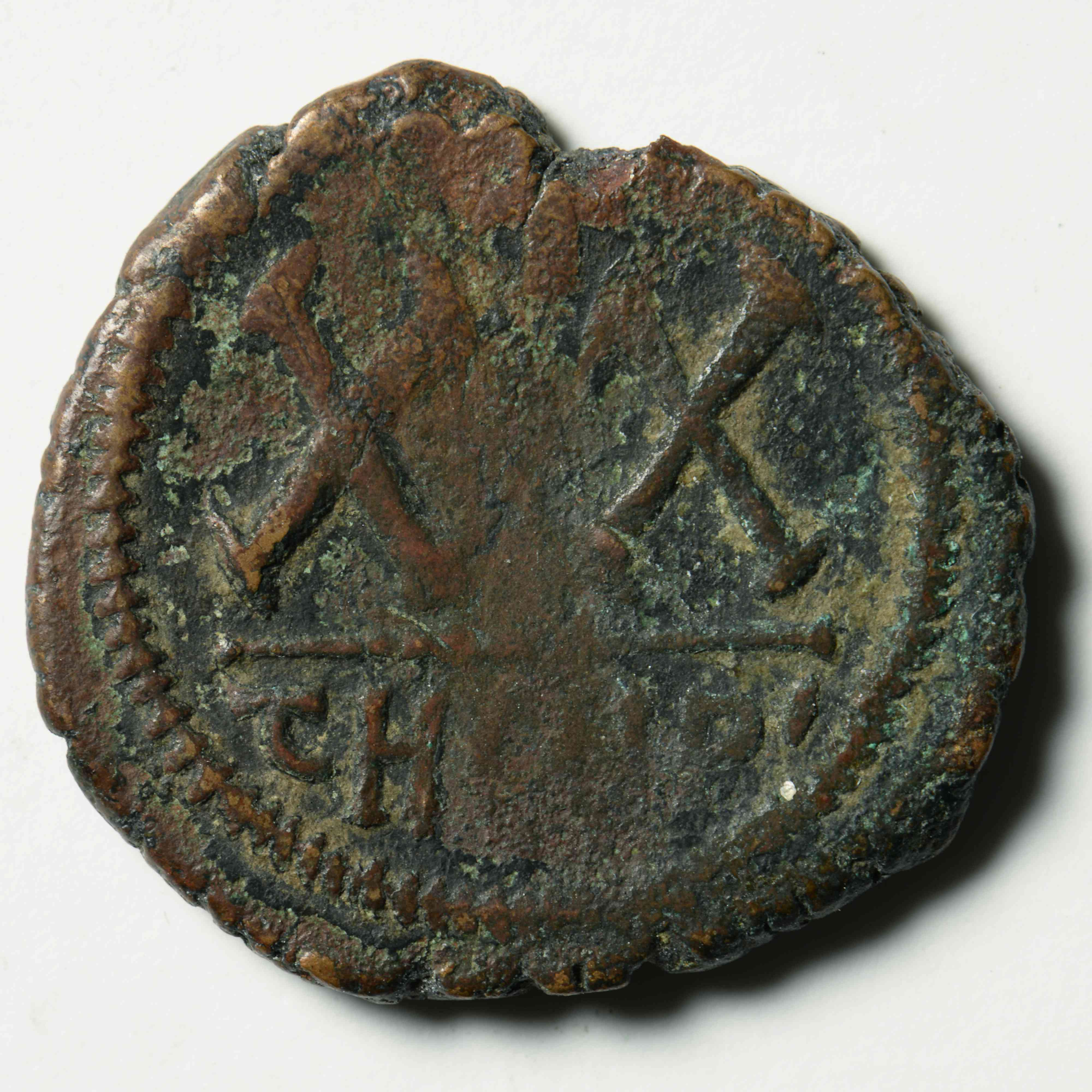 Tiberios II Constantine — Half Follis (Antioch, 579), реверс, do_byzant