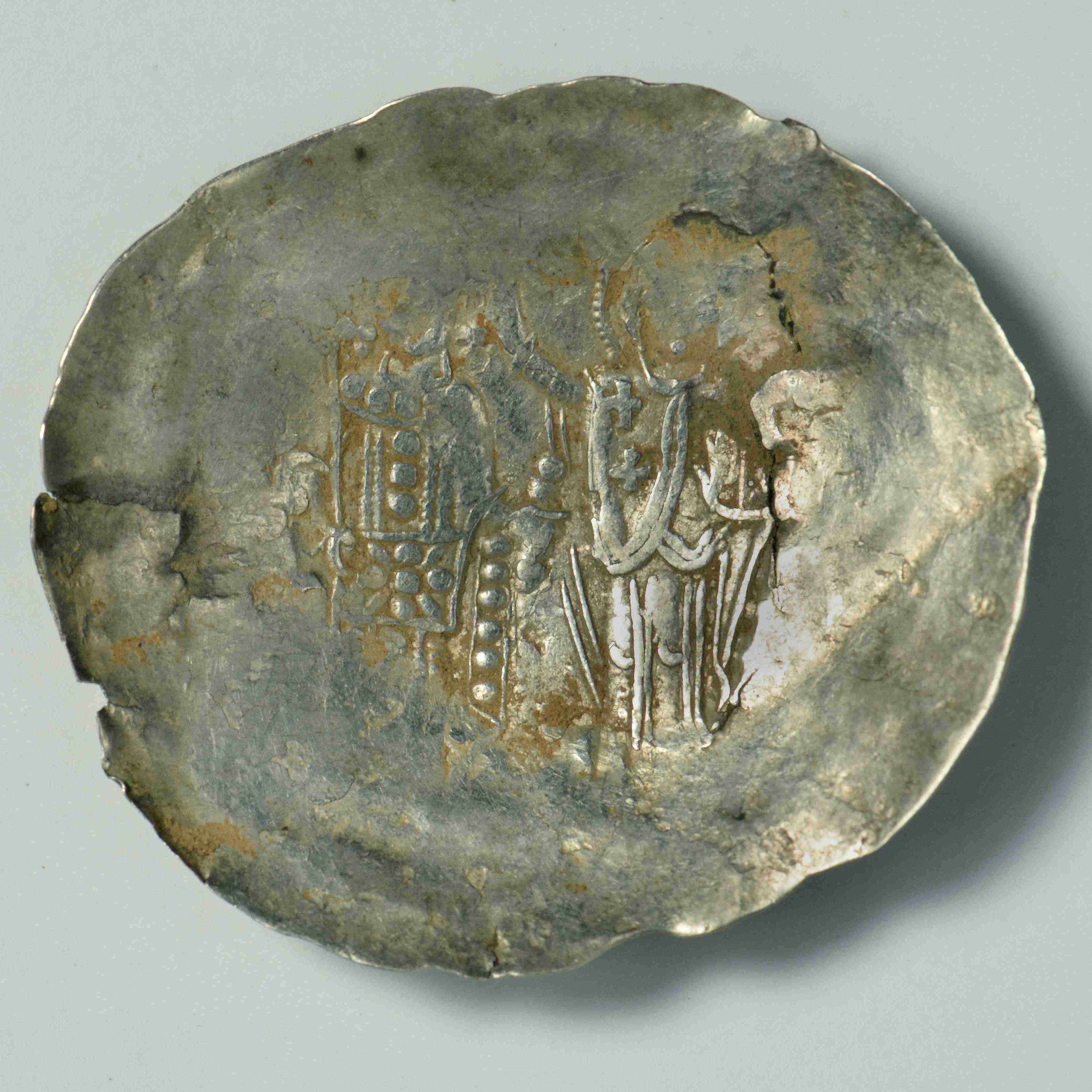 реверс Manuel I Komnenos — Trikephalon (Aspron Trachy) (Constantinople, 1143)